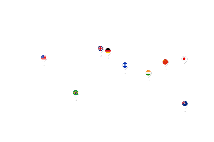 IOU puts the global center USA, CN, JP, DE, GB, India, Israel, Australia, Brazil and cover the area.